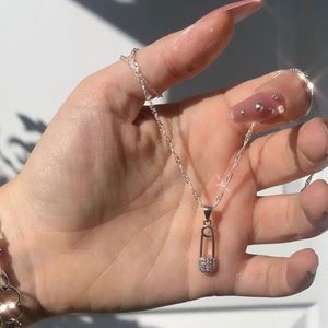 Custom Handmade dainty safety pin necklace